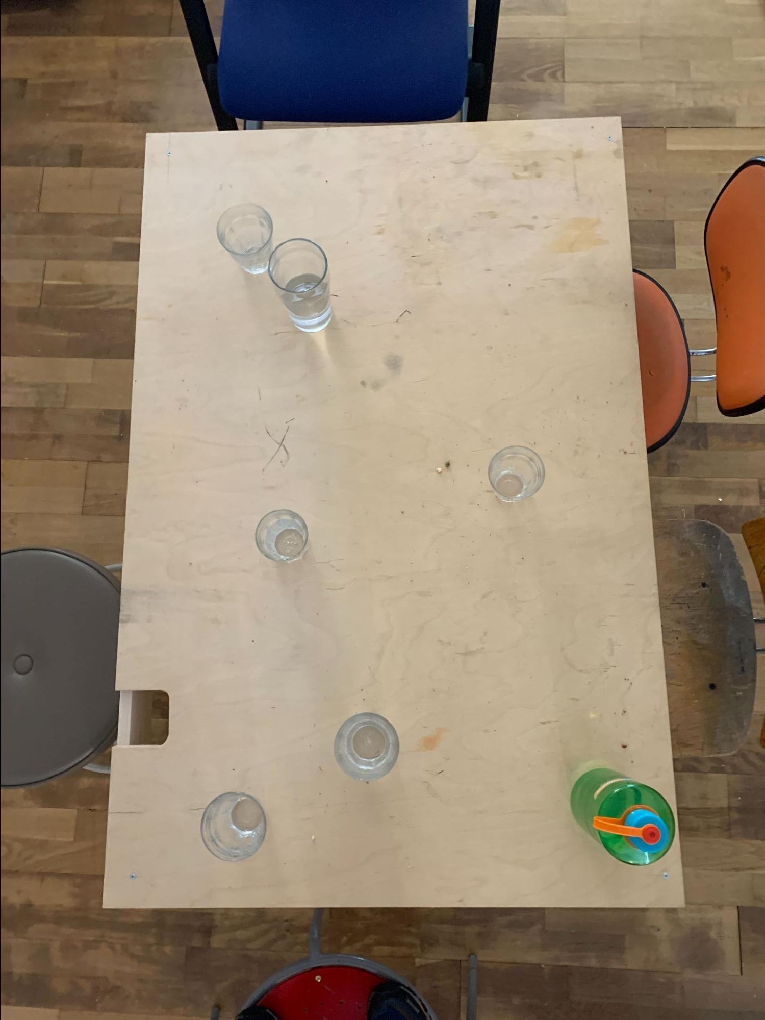 water glasses on the xp table