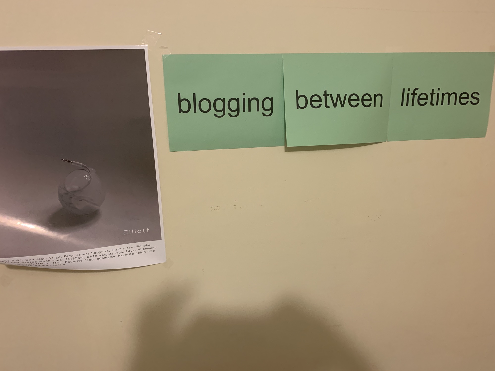 blogging between lifetimes in my room